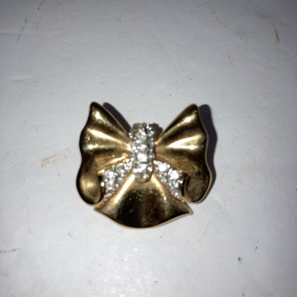 Gold Plated Sterling Silver Cubic Zirconia Bow Enhancer Slide Pendant - Picture 1 of 3